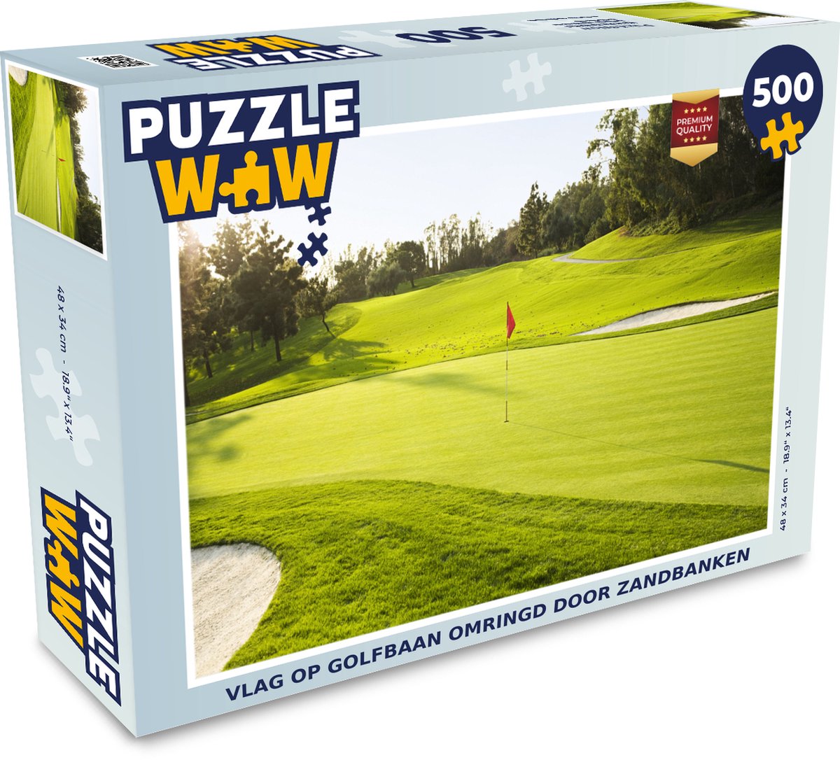 Puzzel Vlag op golfbaan omringd door zandbanken - Legpuzzel - Puzzel 500 stukjes