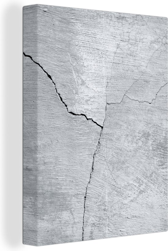 Tableau sur toile Béton - Fissure - Grijs - 60x80 cm - Décoration murale
