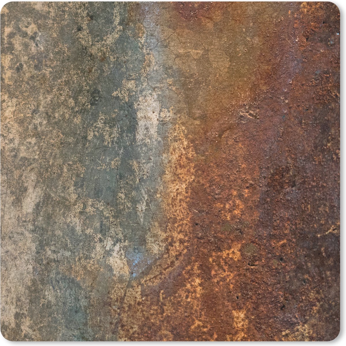 Muismat 20x20 cm - Mousepad Staal - Roest print - Oud - Oranje - Grijs - Patroon - Abstract - Muismatten