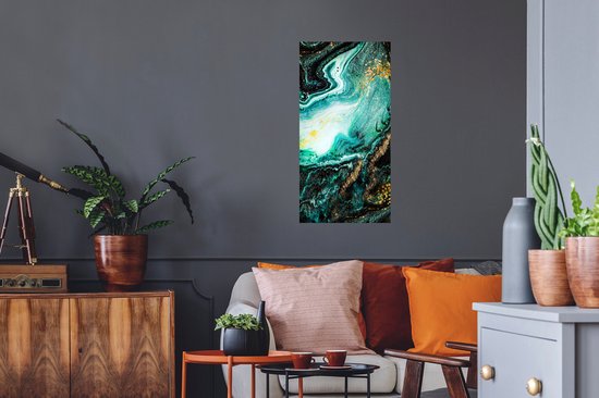 Stickers muraux Muraux - Feuille Autocollant - Aspect Marbre - Blauw - Or - Glitter - Luxe - Marbre - 40x80 cm - Film Adhésif - Stickers muraux Chambre Enfant - Papier Peint Auto Adhésif