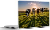 Laptop sticker - 12.3 inch - Koeien - Zon - Gras - Dieren - Boerderij - 30x22cm - Laptopstickers - Laptop skin - Cover