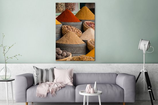 Toile Peinture Herbes - Ton - Épices - Jaune - Marron - 80x120 cm - Décoration murale