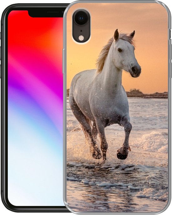 Coque iPhone XR - Paarden - Soleil - Mer - Plage - Animaux - Coque en Siliconen