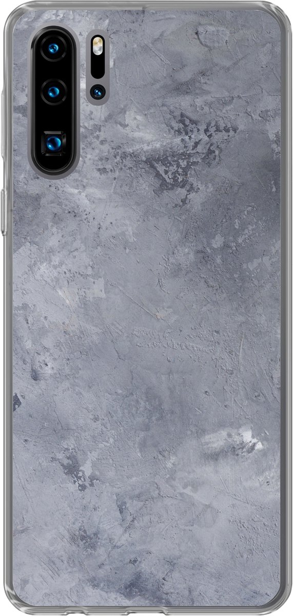 Telefoonhoesje Geschikt voor Huawei P30 Pro hoesje - Leisteen - Beton print - Retro - Structuren - Grijs - Rustiek - Siliconen Telefoonhoesje Telefoonhoesje