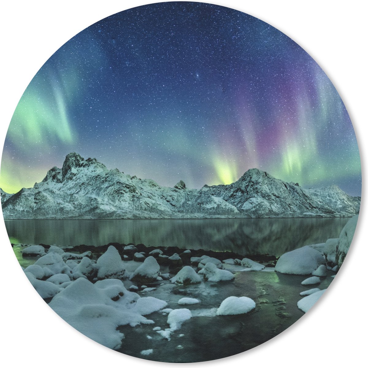 Muismat rond 20x20 cm - Mousepad Zee - IJs - Noorderlicht - Winter - Natuur - Ronde muismatten