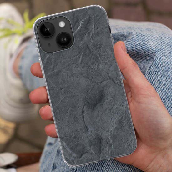 Apple iPhone 14 - Coque souple - Grijs - Béton - Ardoise - Structure - Rétro - Coque de téléphone en Siliconen