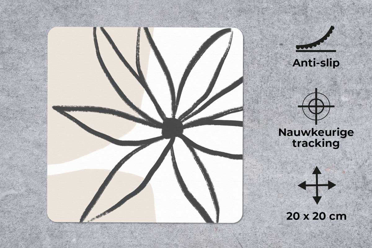 Muismat 20x20 cm - Mousepad Bloemen - Minimalisme - Pastel - Muismatten
