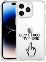 Smartphonehoesje Geschikt voor Apple iPhone 14 Pro Max Telefoon Hoesje met doorzichtige rand Finger Don't Touch My Phone