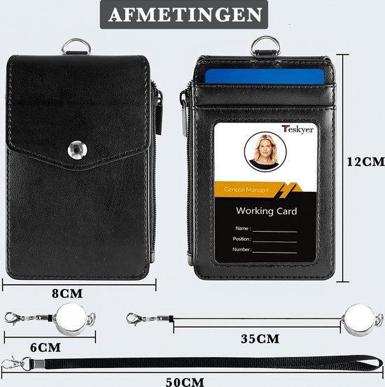 Lanière avec porte-cartes pour clés, carte d'identité et badge - Porte-badge de cou avec cordon extensible - Lanière de clé - Téléphone \ téléphone portable et porte-clés - Lanière de lanière -
