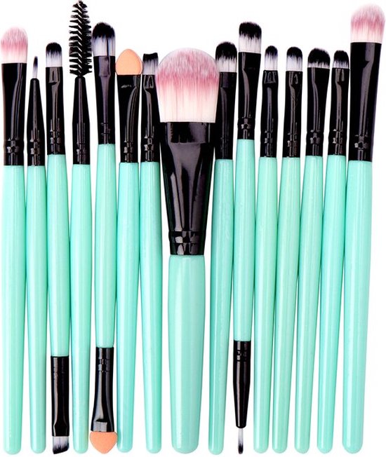***Diamond Make Up Brush – Make Up Penselenset – Oogschaduw – Kwasten – Groen en Zwart – Licht Blauw – van Heble®***
