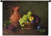 Wandkleed - Wanddoek - Rustiek - Fruit - Kan - Mand - Stilleven - 180x135 cm - Wandtapijt