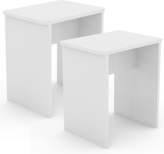 VCM Set de 2 Tabourets en Bois Cube Repose-Pieds Table d'Appoint Esal Set de 2 Tabourets en Bois Cube Repose-Pieds Table d'Appoint Esal