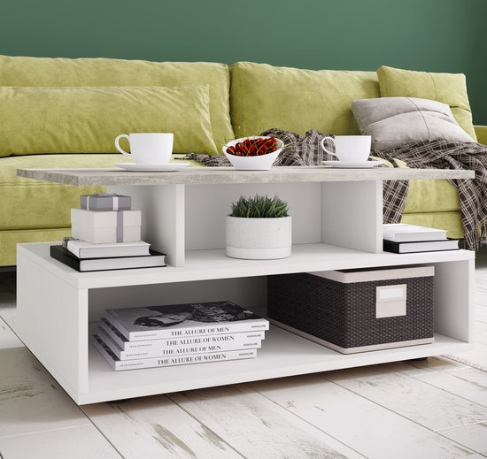 ontwerp Geletterdheid patroon VCM Houten Hoge Sofa Tafel Salontafel Woonkamertafel Bijzettafel  Opbergruimte Esila... | bol.com