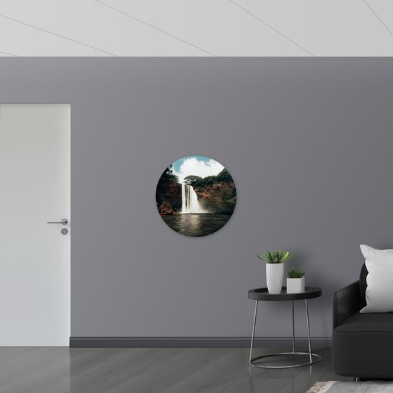 WallClassics - Panneau mural en mousse PVC - Cascade haute dans un lac - Photo 70 x 70 cm sur panneau mural (avec système de suspension)
