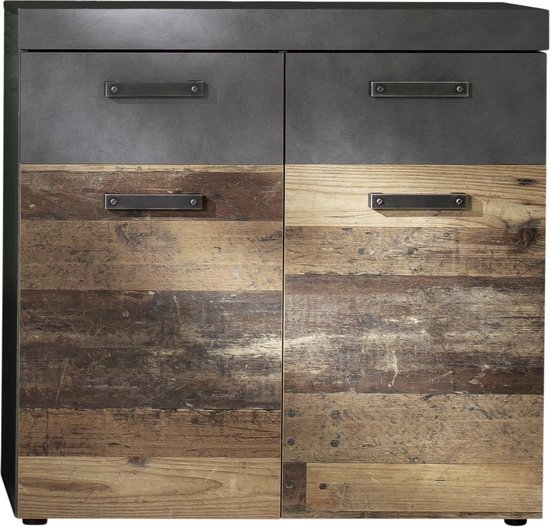 Nicesleep.nl - schoenenkast 2 deuren en 2 lades, grijs Matera decor, Old  Wood decor -... | bol.com