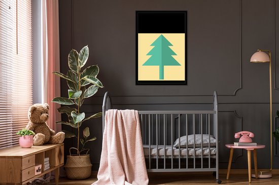 Cadre photo avec poster - Noël - Illustration - Sapin de Noël - Citations - Joyeux Noël - Jaune - 60x90 cm - Cadre pour poster - Décoration de Noël - Décorations de Noël - Décoration de Noël Salon