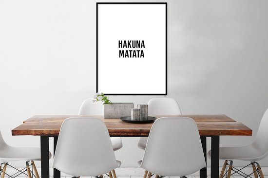 Poster Hakuna Matata - minimalistische zwart-witte compositie met tekst