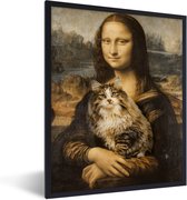 Fotolijst incl. Poster - Mona Lisa - Kat - Leonardo da Vinci - Vintage - Kunstwerk - Oude meesters - Schilderij - 30x40 cm - Posterlijst
