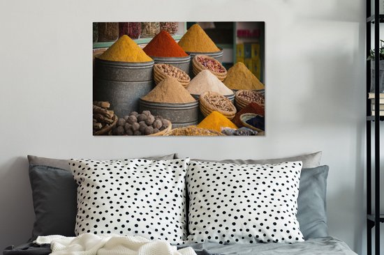 Tableau sur toile Herbes - Ton - Épices - Jaune - Marron - 60x40 cm - Décoration murale