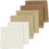 Meyco Uni bavoirs - pack de 6 - tissu éponge - blanc cassé/sable/caramel - 30x30cm