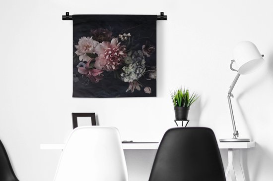 Tapisserie - Tapisserie - Fleurs - Vintage - Pastel - Rose - Wit - 60x60 cm - Tapisserie