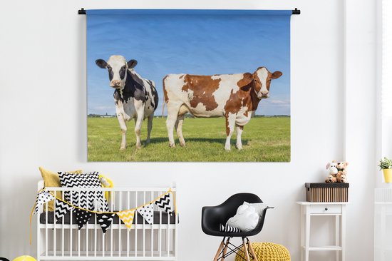 Tapisserie - Toile murale - Vaches - Ferme - Herbe - Nature - Animaux - 180x135 cm - Tapisserie