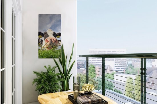 Poster de jardin Vache - Ferme - Herbe - Animaux - 30x60 cm - Toile jardin - Poster extérieur