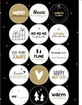 A5 stickervel - Sluitsticker / Naamstickers - 15 Assorti - Sluitzegel - Kerst / Merry Christmas / Mooie Feestdagen / Kerstpakket / Happy New Year - Envelop sticker - Kaart - Naamsticker / Naam | Cadeau – Gift – Cadeauzakje - DH collection