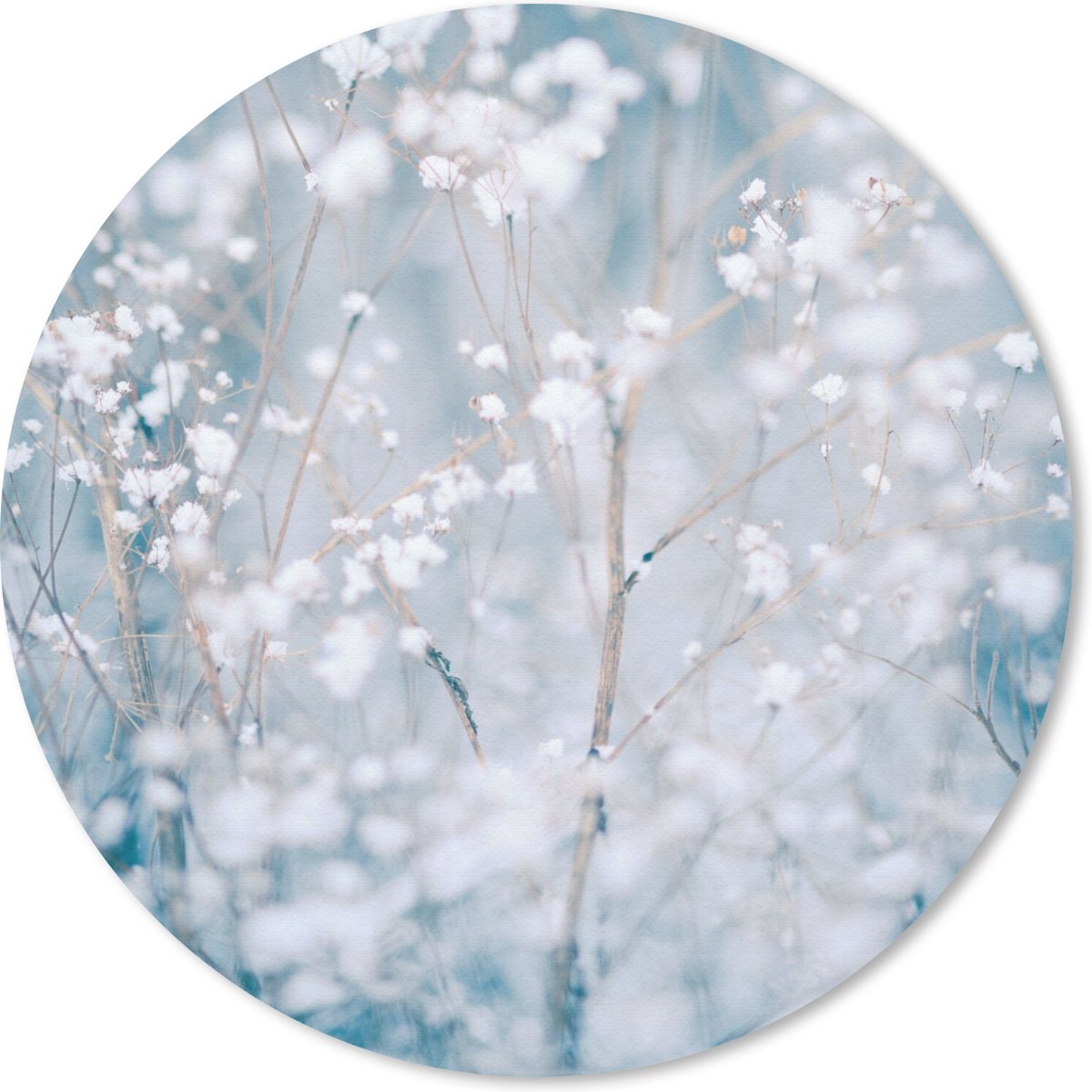 Muismat rond 40x40 cm - Mousepad Takken - Sneeuw - Winter - Natuur - Botanisch - Ronde muismatten
