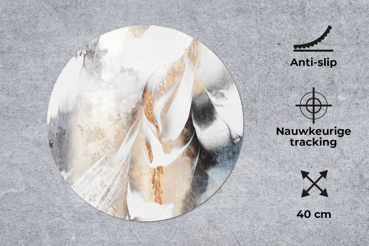 Muismat rond 40x40 cm - Mousepad Abstract - Gold - Design - Luxe - Ronde muismatten
