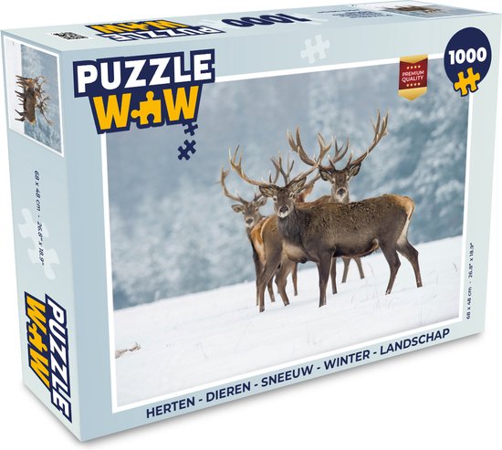 Puzzle Cerf - Animaux - Neige - Hiver - Paysage - Nature - Puzzle - Puzzle  1000 pièces... | bol.com