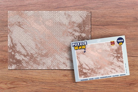Puzzle Marbre - Rose - Luxe - Aspect Marbre - Glitter - Design - Puzzle - Puzzle 1000 pièces adultes
