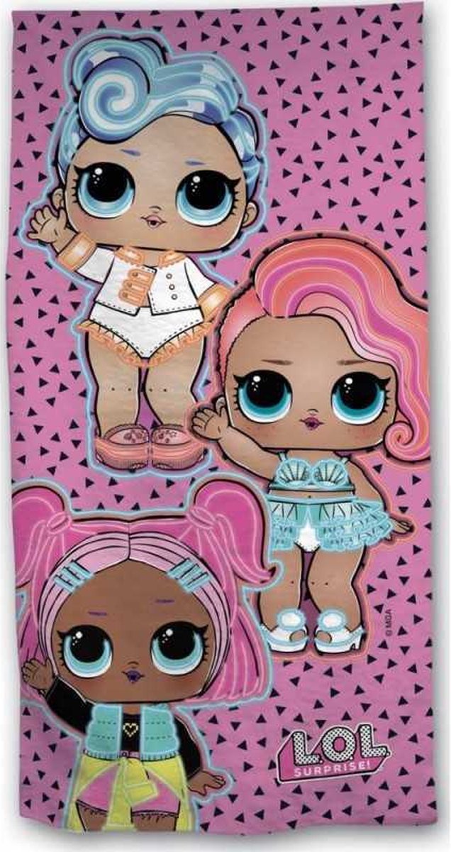 LOL Surprise strandlaken - 140 x 70 cm. - L.O.L. Surprise! handdoek - roze