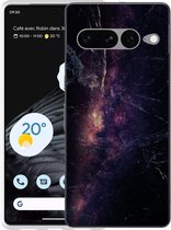 Google Pixel 7 Pro Hoesje Black Space Marble - Designed by Cazy