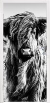 Sticker pour porte Highlander écossais - Nature - Vache - Zwart - Wit - 75x205 cm - Affiche de porte