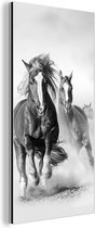 Wanddecoratie Metaal - Aluminium Schilderij Industrieel - Paarden - Dieren - Illustratie - 40x80 cm - Dibond - Foto op aluminium - Industriële muurdecoratie - Voor de woonkamer/slaapkamer