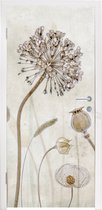 Deursticker Bloemen - Waterverf - Stilleven - Bruin - Vintage - 80x205 cm - Deurposter