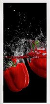 Sticker pour porte Paprika - Légumes - Nature Morte - Water - Rouge - 90x205 cm - Door Poster