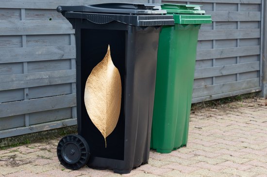 Autocollant pour conteneur Feuilles - Or - Zwart - Plantes - Luxe - 44x98 cm - Autocollant Kliko