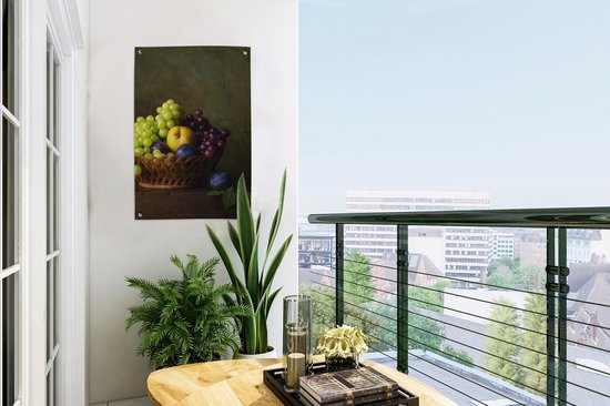Décoration de jardin Rustique - Fruit - Canette - Corbeille - Nature morte - 40x60 cm - Poster jardin - Toile jardin - Poster extérieur