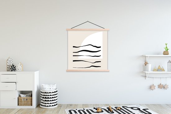 Porte-affiche avec affiche - Affiche scolaire - Abstrait - Ligne - Pastel - 120x120 cm - Lattes vierges