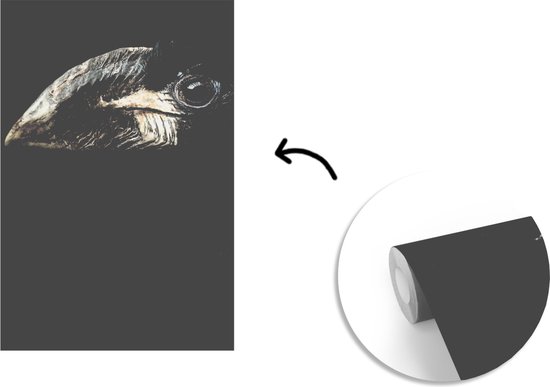 Behang - Fotobehang Vogel - Portret - Neushoornvogel - Zwart - Dieren - Breedte 160 cm x hoogte 240 cm