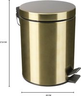 Differnz Pedaalemmer - Inhoud 5 Liter - Soft-Close Deksel Voorkomt Hard Dichtslaan - Uitneembare Binnenemmer voor Eenvoudig Legen - Gemaakt van RVS - Afmetingen 20 x 27,5 cm - Kleur Mat Goud