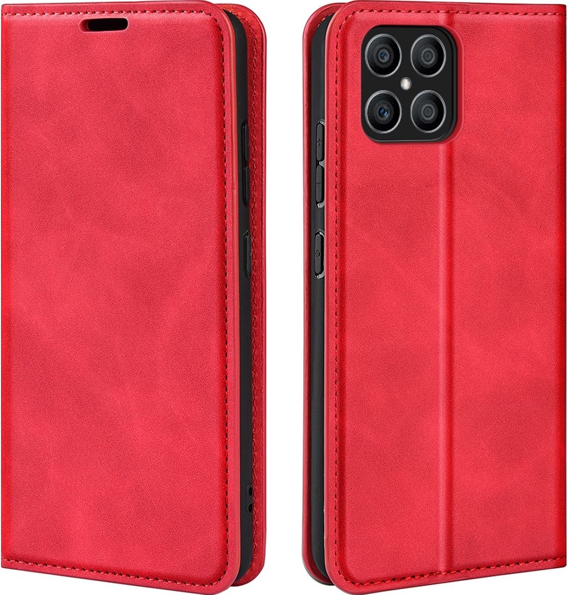 Mobigear Telefoonhoesje geschikt voor HONOR X8 Hoesje | Mobigear Retro Slim Bookcase Portemonnee | Pasjeshouder voor 3 Pasjes | Telefoonhoesje voor Pinpas / OV Kaart / Rijbewijs - Rood