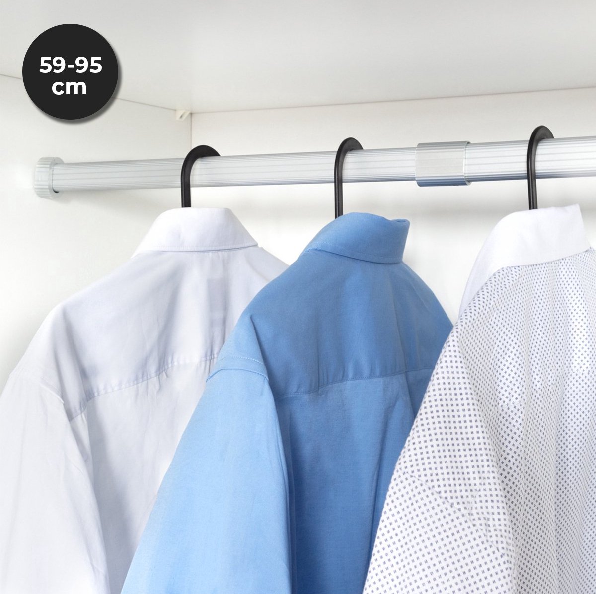 Uittrekbare Kledingstang, VerstelbareKledingroede, Lengte 26-61 cm, Bespaart Opbergruimte en is Ideaal Voor Het Organiseren Van Kleine Kasten, Kleding en Broeken (31cm met afstandskralen