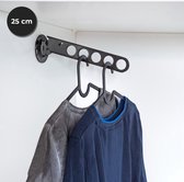 Milano Luxurious verstelbare garderobestang – kledinghaak inklapbaar – ruimtebesparende kledingbeugel – zwart – kapstok met 5 gaten – 25cm