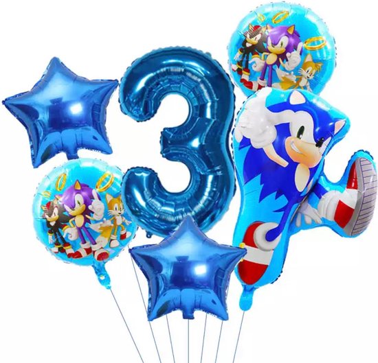Palloncino Sonic In Foil Grabo - 56x66 Cm Con Cannuccia - Made In Italy Per Feste Bambini - 2