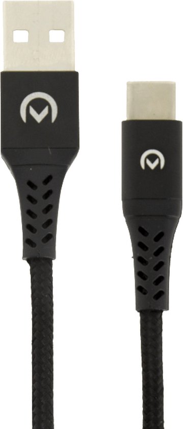 Mobilize Nylon USB-A naar USB-C Kabel 1 Meter - Zwart