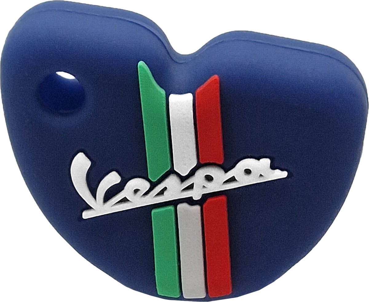 Vespa Siliconen Sleutelhoesje - Donker Blauw met Witte letters - Donkerblauw met Wit - Italiaanse Vlag