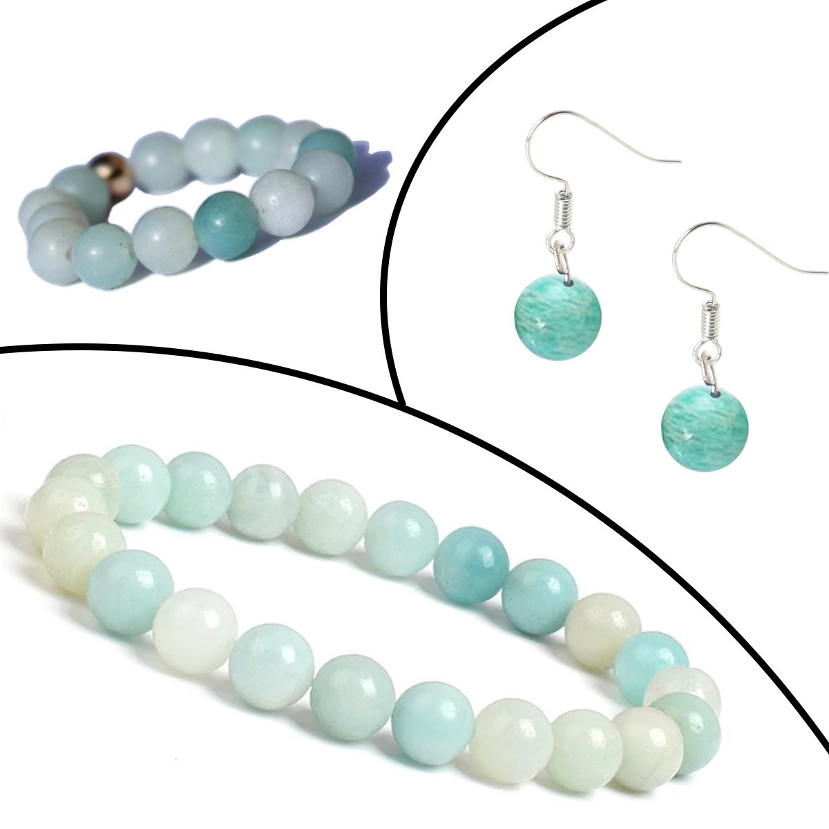 Bixorp Gems Edelstenen Sieraden Set Amazoniet - Ring + Armband + Oorbellen